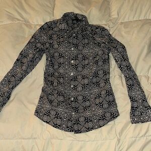 Tommy Hilfiger Dark Blue and White Patterned Button-Up Shirt